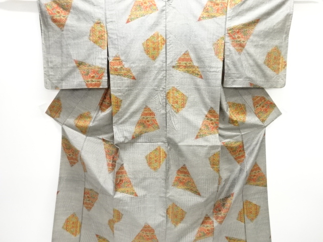 JAPANESE KIMONO / ANTIQUE KIRIBAME-KAZE HANASARA KIMONO FOR SUMMER PAT